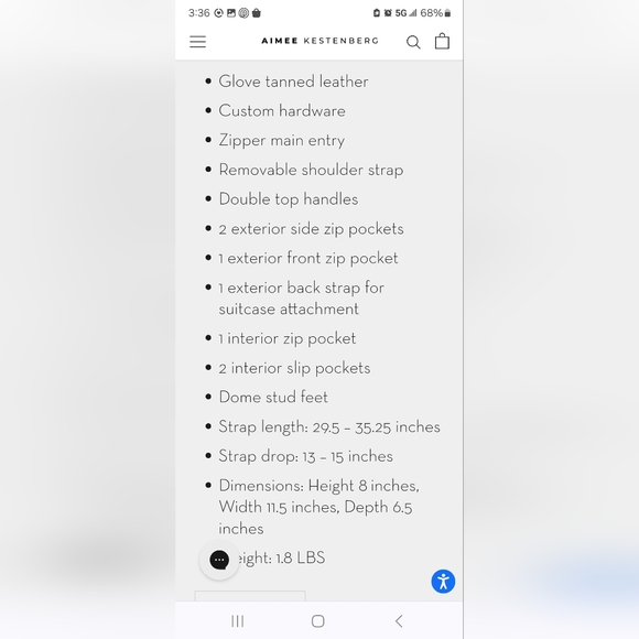 Aimee Kestenberg car-go satchel in honeycomb - Picture 4 of 4